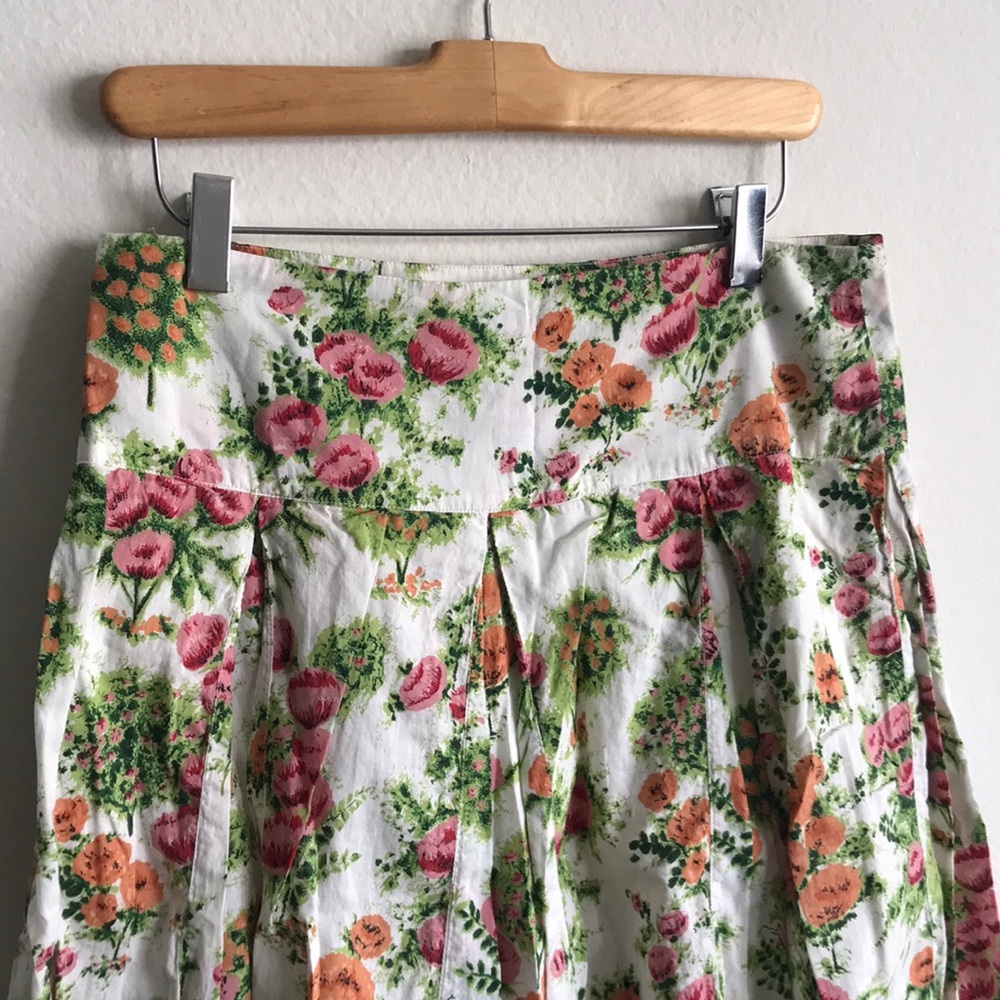 Odille Anthropologie Pleated Floral Pink and Peach Roses Spring Skirt Size 2 - Picture 4 of 6